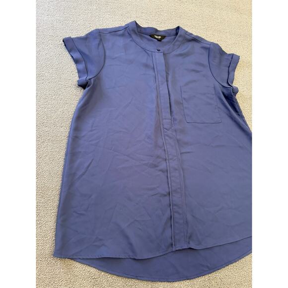 Simply Vera Verawang Women's Large Blue Short Sleeve Pocket Tunic Blouse - Picture 9 of 12